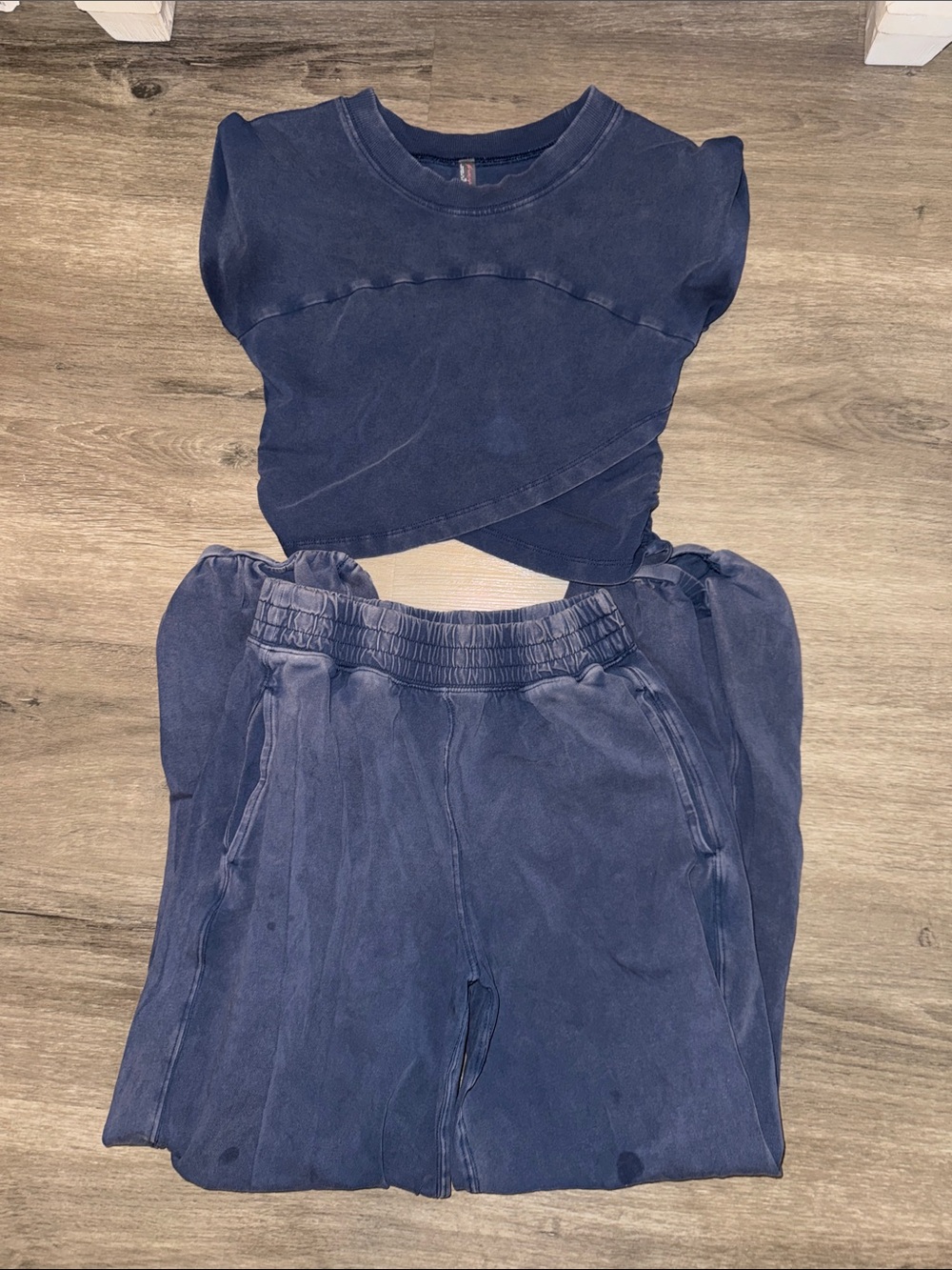 FP Movement by Free People Navy Blue Cropped Sweatshirt & Jogger Set